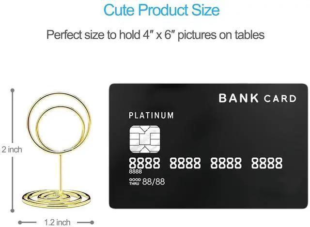 Alt view image 3 of 7 - 20pcs Mini Place Card Holders, Cute Table Number Holders, Small Size Table Card Holder Tables Number Stands, Wire Photo Picture Menu Clips for Wedding centerpieces, Anniversary Party (Gold)