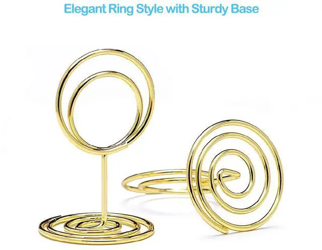 Alt view image 4 of 7 - 20pcs Mini Place Card Holders, Cute Table Number Holders, Small Size Table Card Holder Tables Number Stands, Wire Photo Picture Menu Clips for Wedding centerpieces, Anniversary Party (Gold)