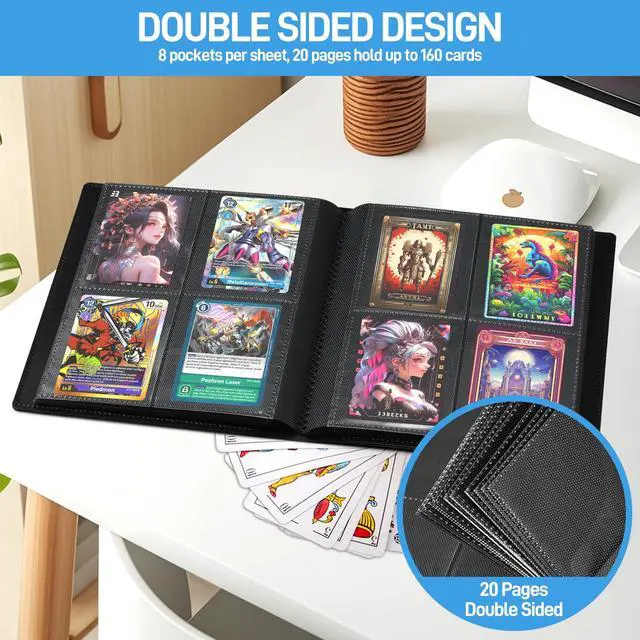 Alt view image 3 of 7 - Card Binder, Upgraded 4 Pockets Trading Card Collection Binder for Cards, 160 Pockets Mini Card Book Holder Album - Black