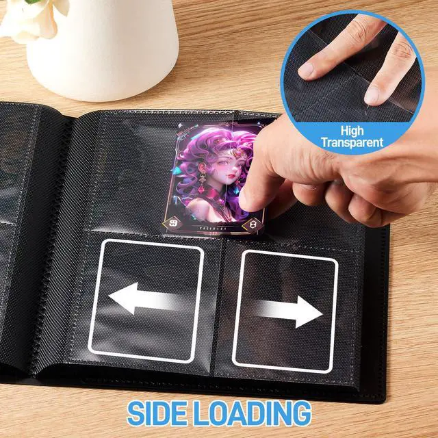 Alt view image 4 of 7 - Card Binder, Upgraded 4 Pockets Trading Card Collection Binder for Cards, 160 Pockets Mini Card Book Holder Album - Black
