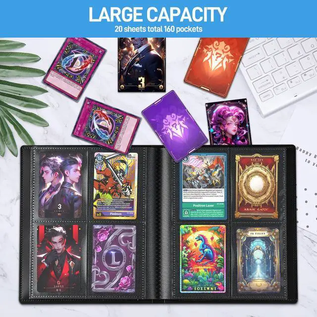 Alt view image 5 of 7 - Card Binder, Upgraded 4 Pockets Trading Card Collection Binder for Cards, 160 Pockets Mini Card Book Holder Album - Black