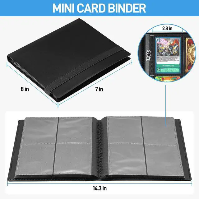 Alt view image 6 of 7 - Card Binder, Upgraded 4 Pockets Trading Card Collection Binder for Cards, 160 Pockets Mini Card Book Holder Album - Black