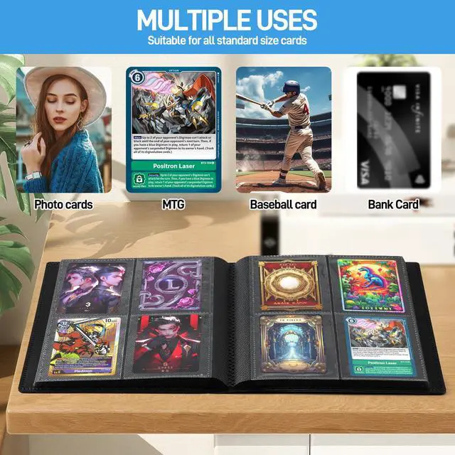 Alt view image 7 of 7 - Card Binder, Upgraded 4 Pockets Trading Card Collection Binder for Cards, 160 Pockets Mini Card Book Holder Album - Black