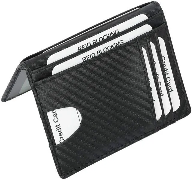 Alt view image 2 of 6 - Slim Wallet Minimalist Front Pocket RFID Blocking Bifold Wallets, Credit Card Holder With ID Window - Black