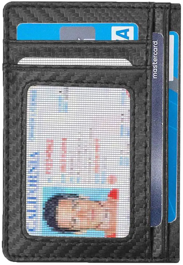 Alt view image 5 of 6 - Slim Wallet Minimalist Front Pocket RFID Blocking Bifold Wallets, Credit Card Holder With ID Window - Black