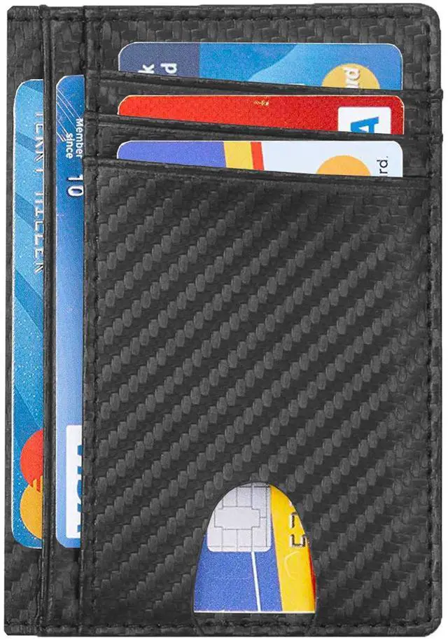 Alt view image 6 of 6 - Slim Wallet Minimalist Front Pocket RFID Blocking Bifold Wallets, Credit Card Holder With ID Window - Black