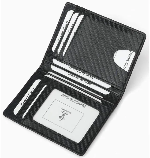 Alt view image 3 of 6 - Slim Wallet Minimalist Front Pocket RFID Blocking Bifold Wallets, Credit Card Holder With ID Window - Black