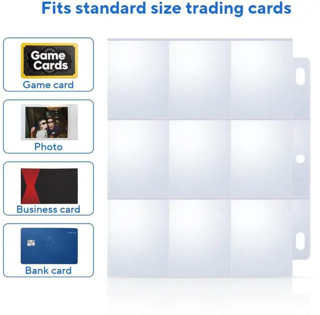 Alt view image 3 of 7 - 40 Pack 9 Pocket Trading Card Sleeves, Double-Sided Baseball Card Sleeves, Sheet Protectors For 3 Ring Binder, Photocard Holder Page Protectors For Trading Sports & Game Cards