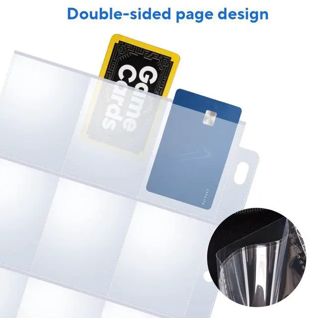 Alt view image 4 of 7 - 40 Pack 9 Pocket Trading Card Sleeves, Double-Sided Baseball Card Sleeves, Sheet Protectors For 3 Ring Binder, Photocard Holder Page Protectors For Trading Sports & Game Cards