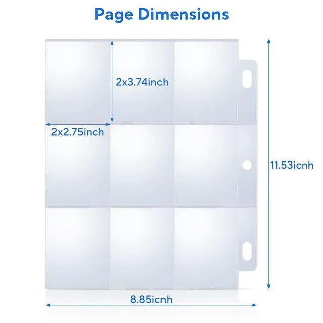 Alt view image 5 of 7 - 40 Pack 9 Pocket Trading Card Sleeves, Double-Sided Baseball Card Sleeves, Sheet Protectors For 3 Ring Binder, Photocard Holder Page Protectors For Trading Sports & Game Cards