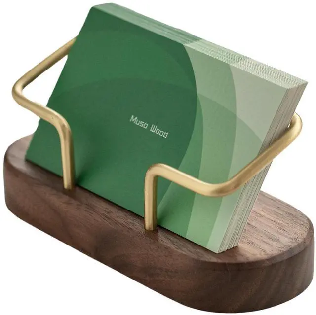 Main image of Business Card Holder for Desk, Wooden Creative Business Card Display for Desk, Wood Business Card Stand for Office, Tabletop (Walnut 1pack)