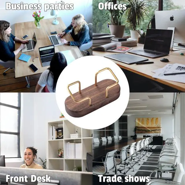 Alt view image 3 of 7 - Business Card Holder for Desk, Wooden Creative Business Card Display for Desk, Wood Business Card Stand for Office, Tabletop (Walnut 1pack)