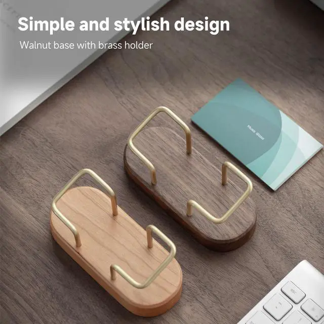 Alt view image 4 of 7 - Business Card Holder for Desk, Wooden Creative Business Card Display for Desk, Wood Business Card Stand for Office, Tabletop (Walnut 1pack)