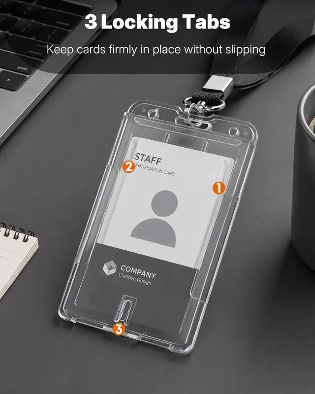 Alt view image 3 of 7 - 2 Pack Vertical 2-Card Badge Holders for Office School IDs