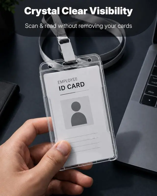 Alt view image 4 of 7 - 2 Pack Vertical 2-Card Badge Holders for Office School IDs
