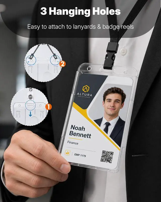 Alt view image 6 of 7 - 2 Pack Vertical 2-Card Badge Holders for Office School IDs