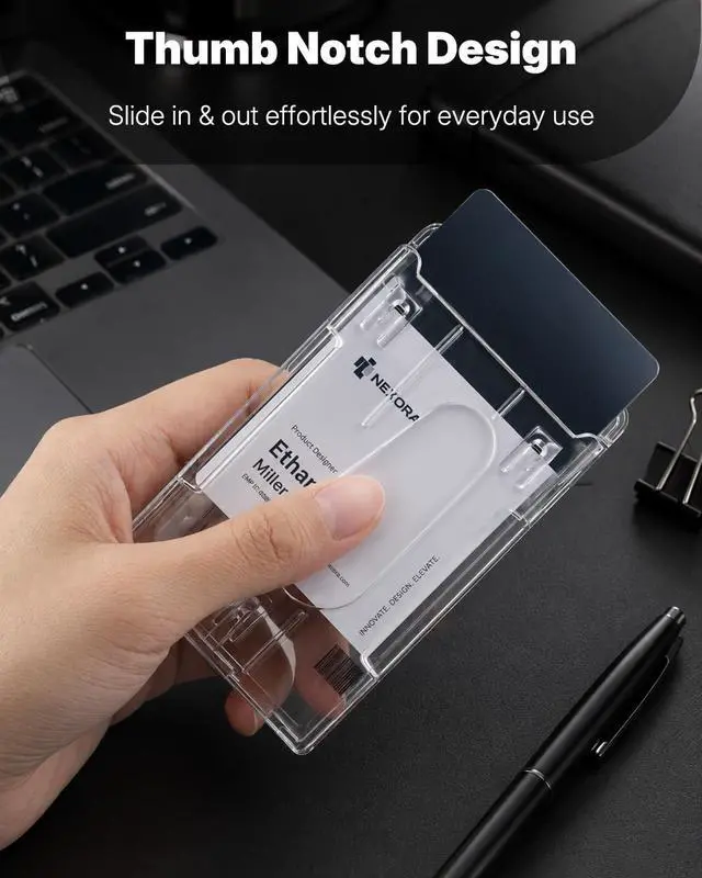 Alt view image 7 of 7 - 2 Pack Vertical 2-Card Badge Holders for Office School IDs