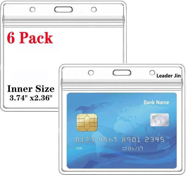 Main image of Extra Thick Horizontal ID Card Name Tag Badge Holder with Waterproof Type Resealable Zip (2.36 x 3.74 Inches Small Size, 6Packs)