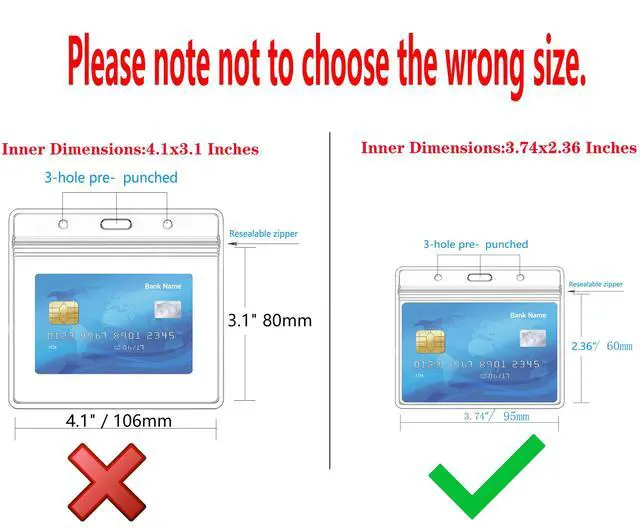 Alt view image 4 of 7 - Extra Thick Horizontal ID Card Name Tag Badge Holder with Waterproof Type Resealable Zip (2.36 x 3.74 Inches Small Size, 6Packs)