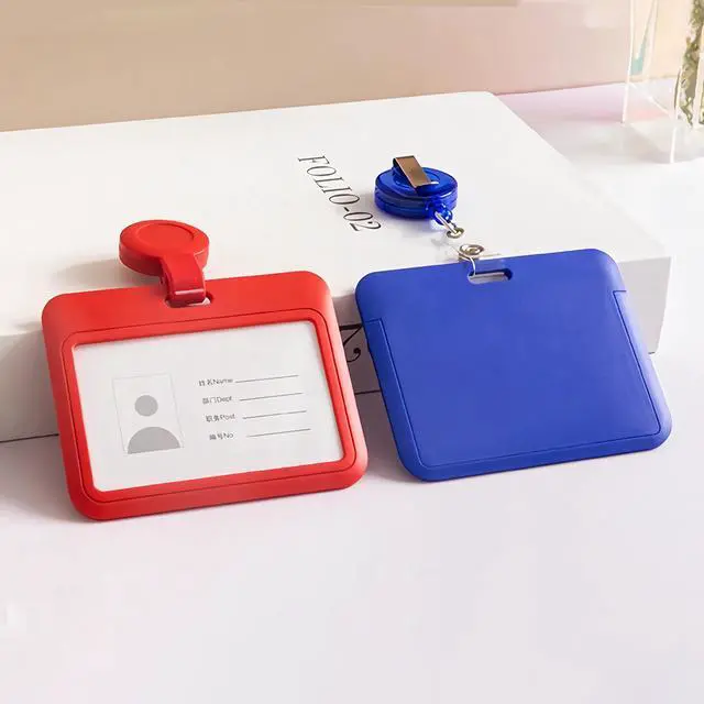 Alt view image 4 of 6 - 1 Pack Sliding Horizontal ID Badge Holder with Clear Window Pink ID Card Holder Protector Pouch for Office School ID Credit Cards Proximity Key Cards Drivers Licenses and Passes