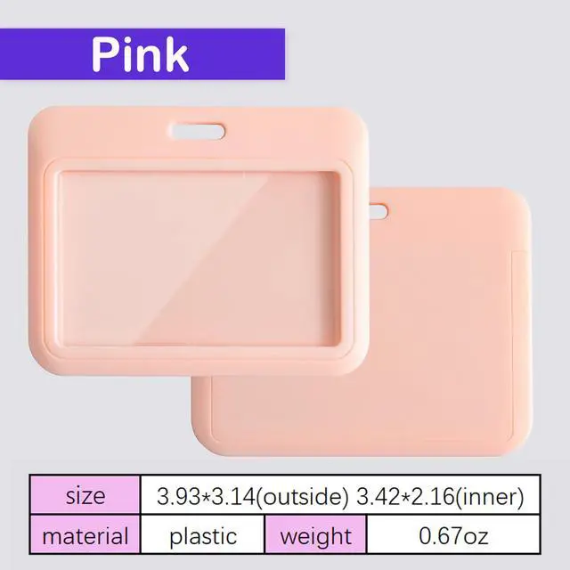 Alt view image 2 of 6 - 1 Pack Sliding Horizontal ID Badge Holder with Clear Window Pink ID Card Holder Protector Pouch for Office School ID Credit Cards Proximity Key Cards Drivers Licenses and Passes