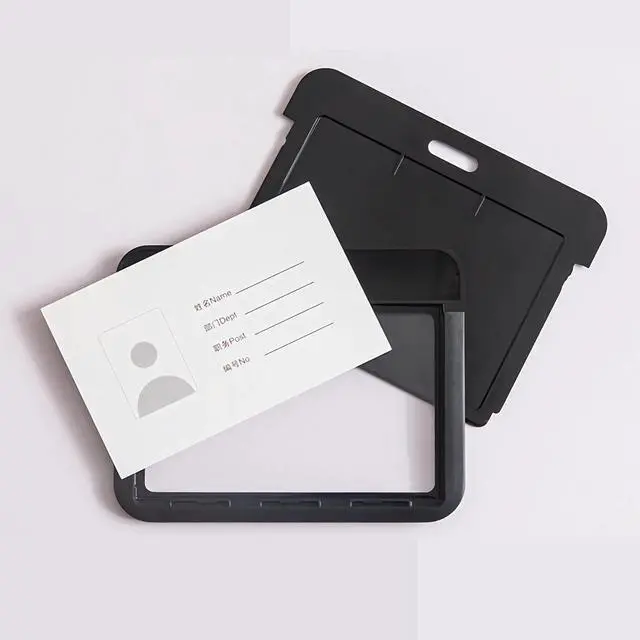 Alt view image 3 of 6 - 1 Pack Sliding Horizontal ID Badge Holder with Clear Window Pink ID Card Holder Protector Pouch for Office School ID Credit Cards Proximity Key Cards Drivers Licenses and Passes