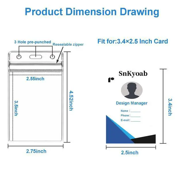 Alt view image 2 of 7 - 6PCS Badge Holder Heavy Duty, Vertical ID Card Holder Clear Plastic with Waterproof Resealable Zip, Name Tag for Badge Swipe Card/Cruise Card/Credit Card etc(2.5 x 3.5 Inches)