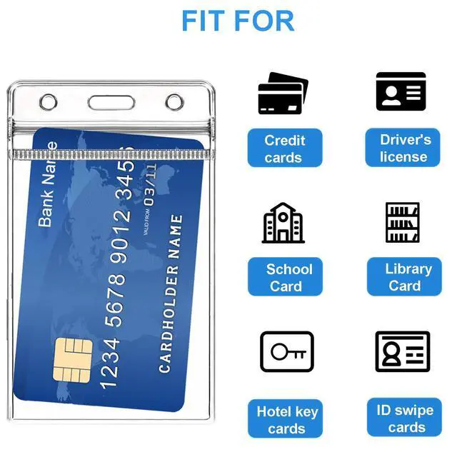 Alt view image 3 of 7 - 6PCS Badge Holder Heavy Duty, Vertical ID Card Holder Clear Plastic with Waterproof Resealable Zip, Name Tag for Badge Swipe Card/Cruise Card/Credit Card etc(2.5 x 3.5 Inches)