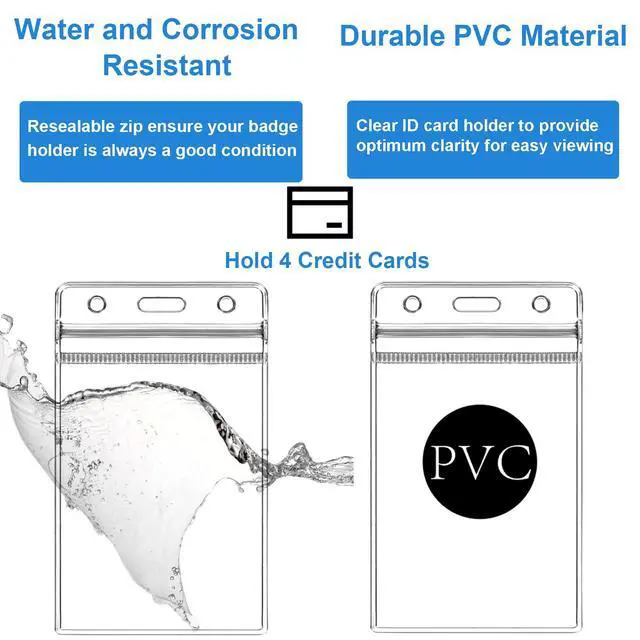 Alt view image 5 of 7 - 6PCS Badge Holder Heavy Duty, Vertical ID Card Holder Clear Plastic with Waterproof Resealable Zip, Name Tag for Badge Swipe Card/Cruise Card/Credit Card etc(2.5 x 3.5 Inches)