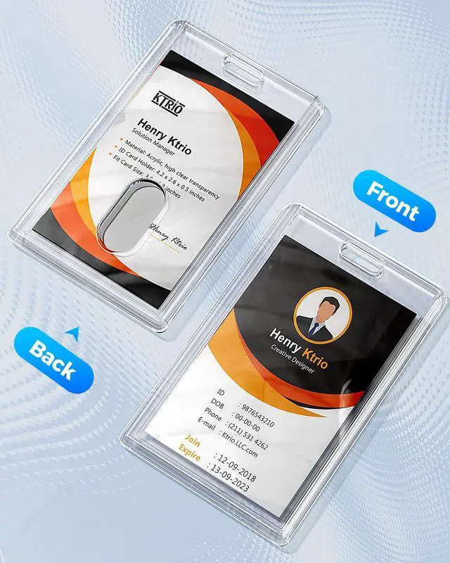Alt view image 2 of 7 - Clear Acrylic ID Badge Holder, Thumb Slot, Holds 2 Cards, 2 Pack