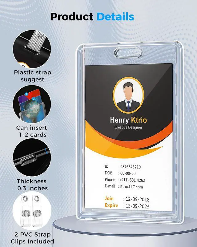 Alt view image 3 of 7 - Clear Acrylic ID Badge Holder, Thumb Slot, Holds 2 Cards, 2 Pack