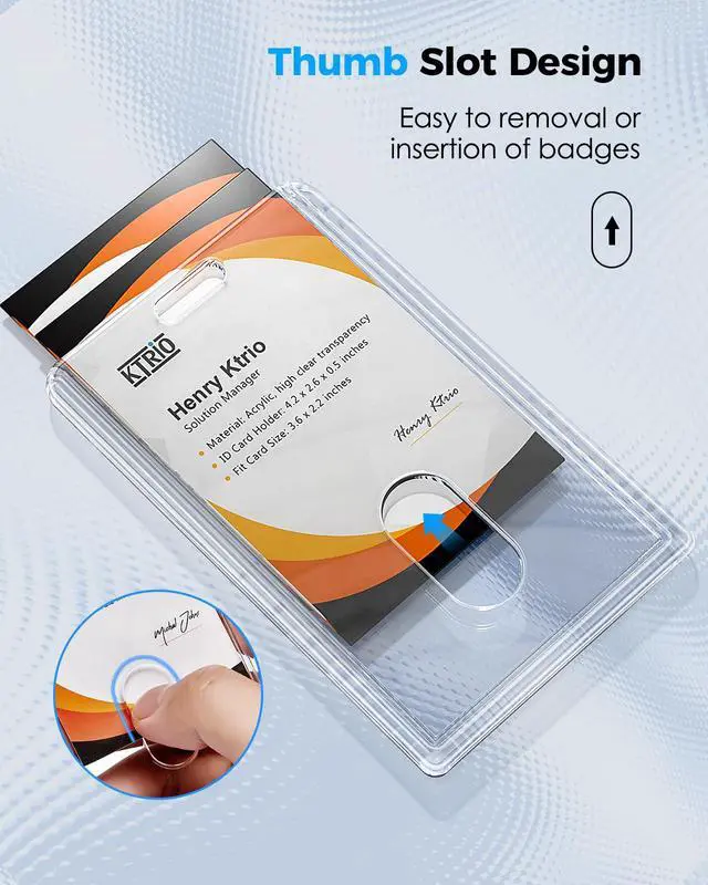 Alt view image 4 of 7 - Clear Acrylic ID Badge Holder, Thumb Slot, Holds 2 Cards, 2 Pack