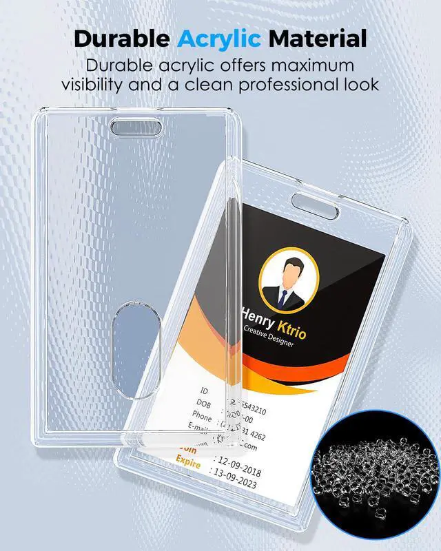 Alt view image 5 of 7 - Clear Acrylic ID Badge Holder, Thumb Slot, Holds 2 Cards, 2 Pack