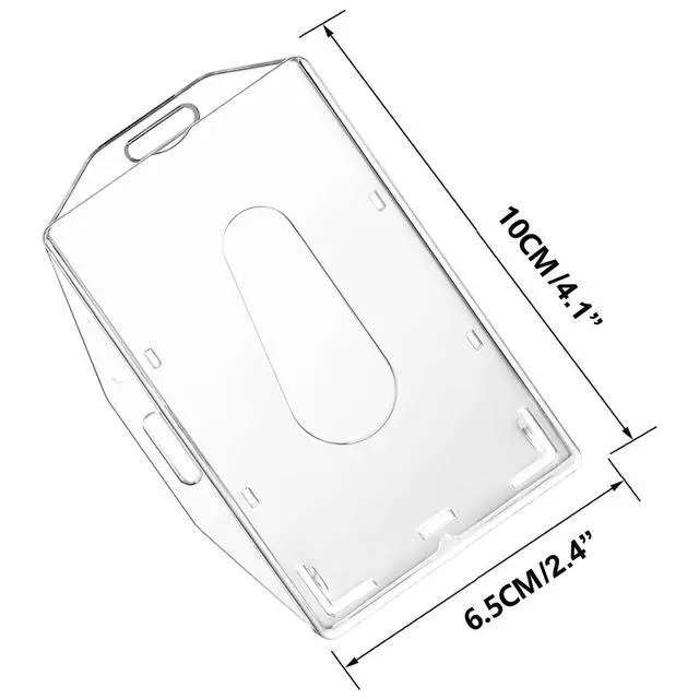 Alt view image 4 of 6 - 2 Pack Hard Plastic Badge Holder, Dual-Sided Horizontal and Vertical ID Card Holders with Thumb Slots, Clear ID Badge Holder for Office and School Identity Cards by