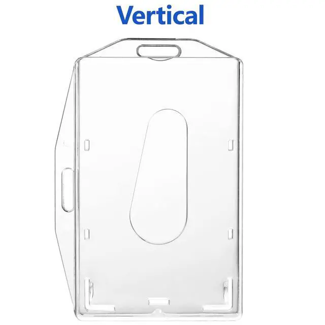 Alt view image 5 of 6 - 2 Pack Hard Plastic Badge Holder, Dual-Sided Horizontal and Vertical ID Card Holders with Thumb Slots, Clear ID Badge Holder for Office and School Identity Cards by