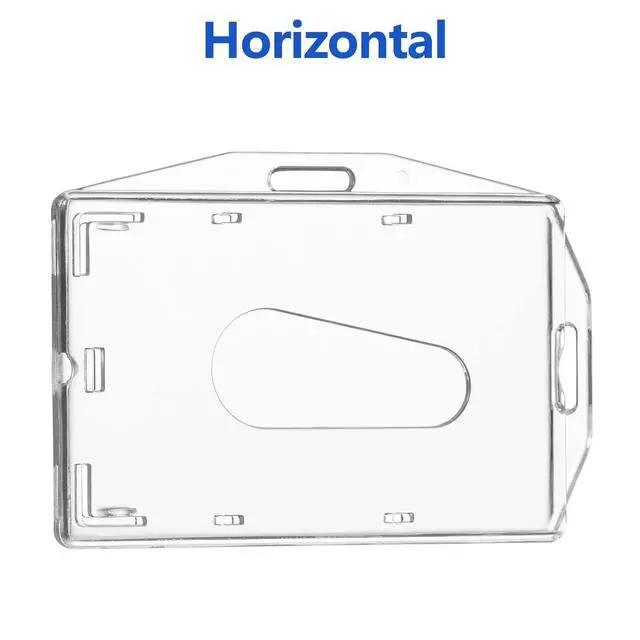 Alt view image 6 of 6 - 2 Pack Hard Plastic Badge Holder, Dual-Sided Horizontal and Vertical ID Card Holders with Thumb Slots, Clear ID Badge Holder for Office and School Identity Cards by