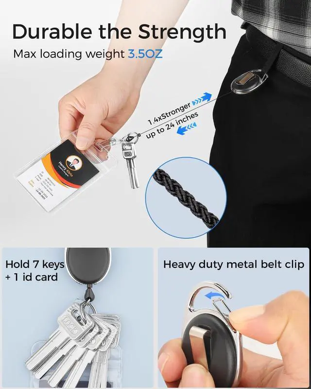 Alt view image 2 of 7 - ID Badge Holder with Retractable Reel, Vertical, 2 Pack