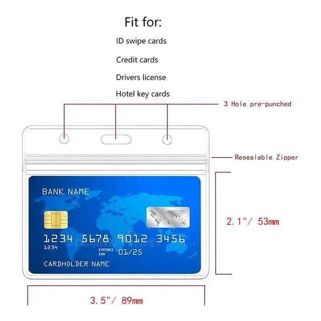 Alt view image 2 of 6 - 6Pcs Horizontal Badge Holders Sealable Waterproof Clear Plastic Name Tag ID Card Holder (6)