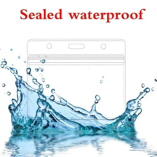 Alt view image 6 of 6 - 6Pcs Horizontal Badge Holders Sealable Waterproof Clear Plastic Name Tag ID Card Holder (6)