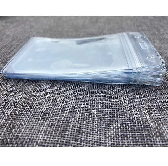 Alt view image 5 of 6 - 6Pcs Horizontal Badge Holders Sealable Waterproof Clear Plastic Name Tag ID Card Holder (6)