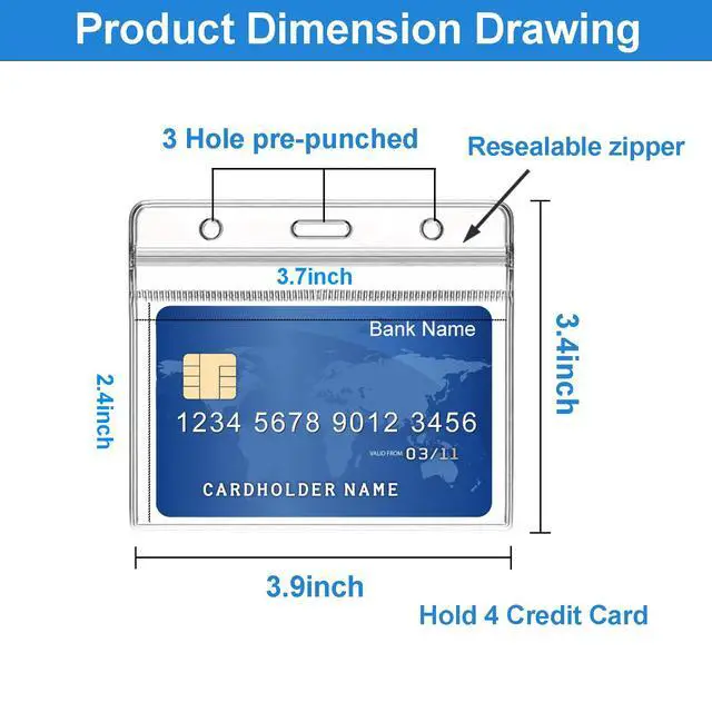 Alt view image 2 of 7 - 6 Pack Horizontal Badge Holders Plastic with Resealable Zipper, Waterproof ID Card Holder&Name Tag Holder for Office&School, Fits ID Card/Credit Card/Drivers License (2.4 x 3.7 Inches)