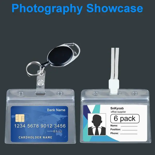 Alt view image 6 of 7 - 6 Pack Horizontal Badge Holders Plastic with Resealable Zipper, Waterproof ID Card Holder&Name Tag Holder for Office&School, Fits ID Card/Credit Card/Drivers License (2.4 x 3.7 Inches)