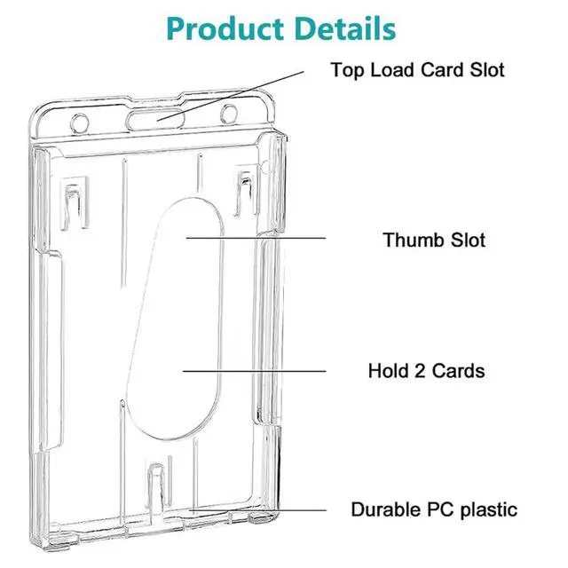 Alt view image 2 of 6 - Hard Plastic Badge Holder, FadyRaye Clear ID Badge Name Card Holder with Easy Access Thumb Slot, Transparent PC Case for Office School IDs, Driver's Licenses and Passes, Vertical Style, 3 Pack