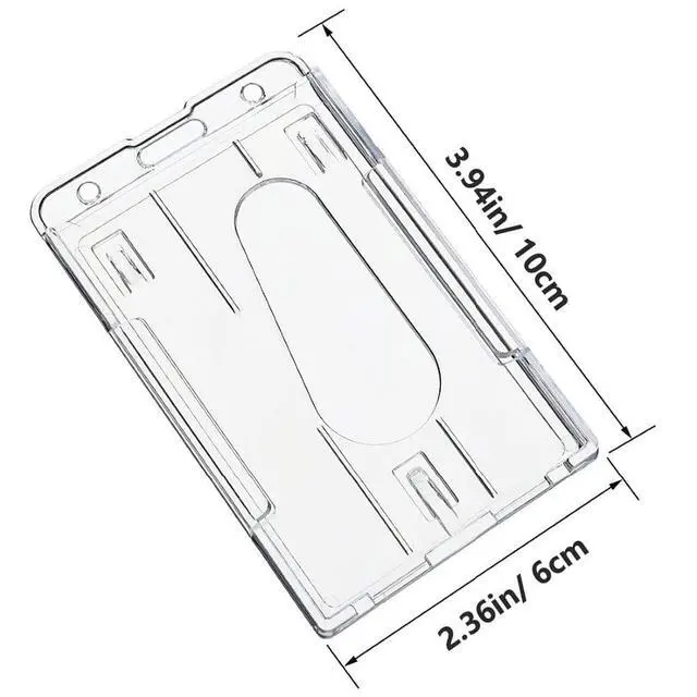 Alt view image 3 of 6 - Hard Plastic Badge Holder, FadyRaye Clear ID Badge Name Card Holder with Easy Access Thumb Slot, Transparent PC Case for Office School IDs, Driver's Licenses and Passes, Vertical Style, 3 Pack