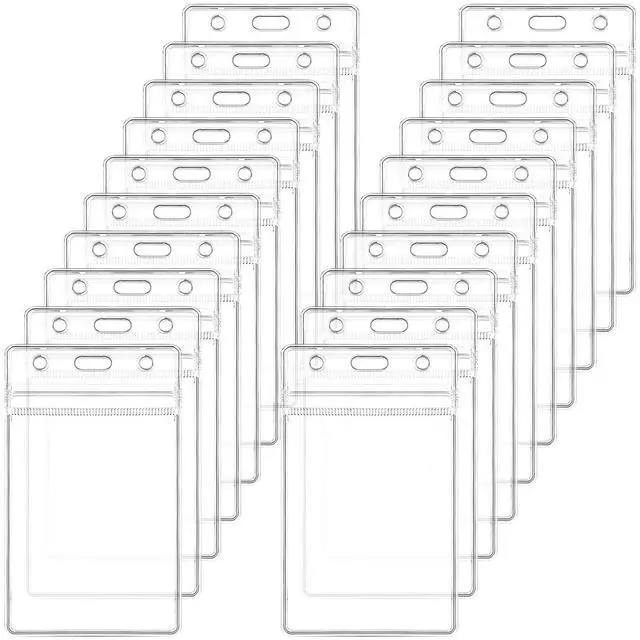 Main image of 20Pcs Vertical Badge Holders, ID Card Badge Holder, Plastic Name Tag Holder Social Security Cards Protector, Badges Sleeve for Work ID Card, Proximity Cards, Drivers License