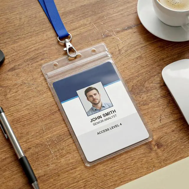 Alt view image 2 of 7 - 20Pcs Vertical Badge Holders, ID Card Badge Holder, Plastic Name Tag Holder Social Security Cards Protector, Badges Sleeve for Work ID Card, Proximity Cards, Drivers License