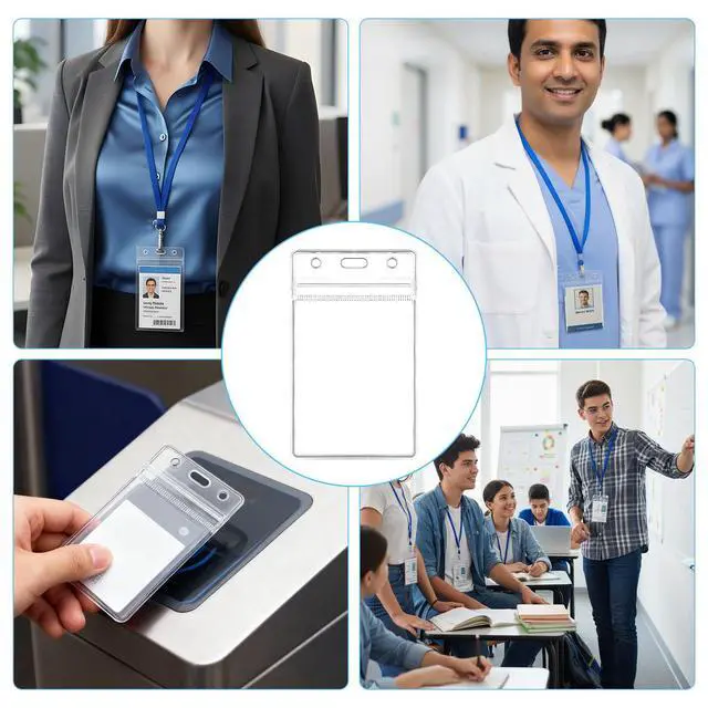 Alt view image 7 of 7 - 20Pcs Vertical Badge Holders, ID Card Badge Holder, Plastic Name Tag Holder Social Security Cards Protector, Badges Sleeve for Work ID Card, Proximity Cards, Drivers License