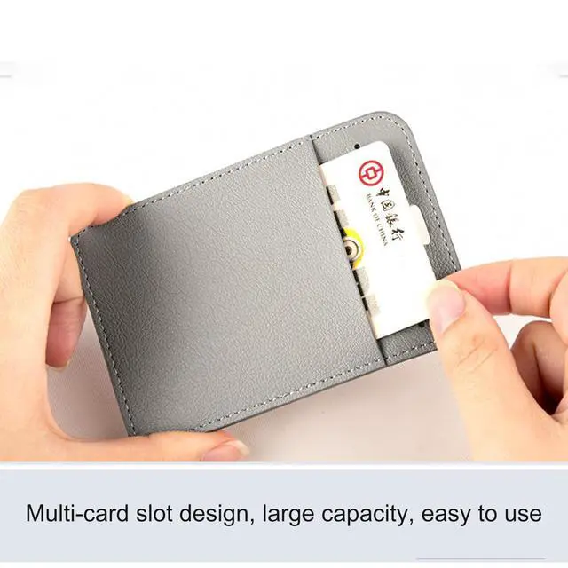 Alt view image 3 of 6 - 2 Pcs Leather ID Badge Holders - Horizontal, Blue, Multiple Card Slots for Offices, Staff, Students, Employees