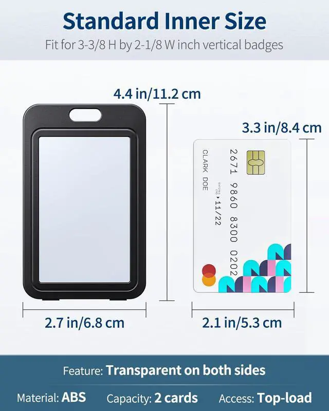Alt view image 7 of 7 - 1 Pack ID Badge Holder with Double-Sided Windows Vertical Hard Plastic Case Black Card Protector Pouch for Office School ID Credit Cards Proximity Key Cards Drivers Licenses and Passes