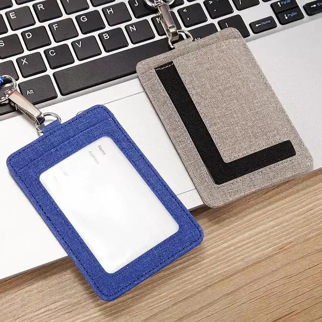 Alt view image 6 of 6 - PU Leather ID Badge Holder with Clear Window, Vertical ID Card Holder, Dual Card Slots, 1-Pack Card Holder, 4 Colors
